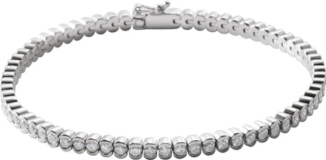 14K Gold Round Natural Diamond Bezel-Set Line Bracelet – 1.35-2.2mm Stones - White Gold