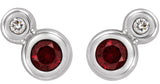 Platinum Round Natural Mozambique Garnet Accented Bezel-Set Earrings – 3-5mm Stones