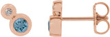 14K Gold Round Natural Aquamarine Accented Bezel-Set Earrings – 3-5mm Stones - Rose Gold
