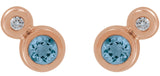 14K Gold Round Natural Aquamarine Accented Bezel-Set Earrings – 3-5mm Stones - Rose Gold - view 2