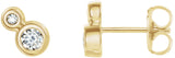 14K Gold Round Natural Diamond Accented Bezel-Set Earrings – 3-5mm Stones - Yellow Gold