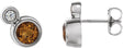 Platinum Round Natural Citrine Accented Bezel-Set Earrings – 3-5mm Stones