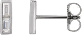 Platinum Straight Baguette Natural Diamond Baguette Bezel-Set Bar Earrings