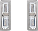 14K Gold Straight Baguette Natural Diamond Baguette Bezel-Set Bar Earrings - White Gold - view 2
