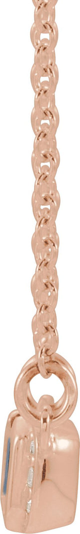 14K Gold Emerald Natural Blue Sapphire Accented Bar Necklace - Rose Gold - view 2