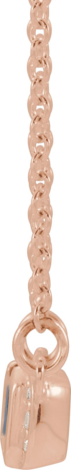 14K Gold Emerald Natural Blue Sapphire Accented Bar Necklace - Rose Gold - view 2