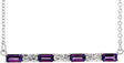 14K Gold Straight Baguette Natural Amethyst Accented Bar Necklace - White Gold