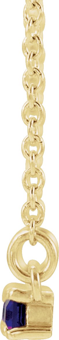 14K Gold Straight Baguette Natural Amethyst Accented Bar Necklace - Yellow Gold - view 2