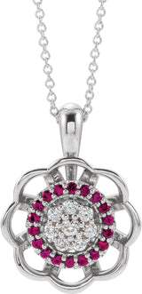 14K Gold Round Natural Diamond Halo-Style Cluster Necklace or Pendant – 1/6 CTW - White Gold
