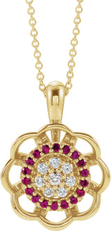 14K Gold Round Natural Diamond Halo-Style Cluster Necklace or Pendant – 1/6 CTW - Yellow Gold