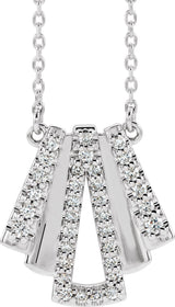 14K Gold Round Natural Diamond Accented Art Deco Necklace - White Gold