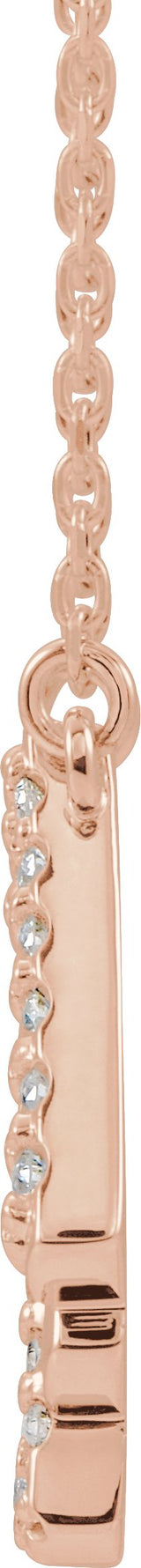 14K Gold Round Natural Diamond Accented Art Deco Necklace - Rose Gold - view 2
