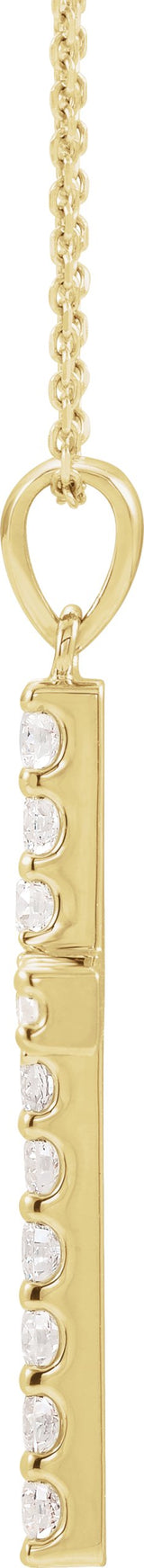 14K Gold Round Natural Diamond Accented Cross Necklace or Pendant - Yellow Gold - view 2