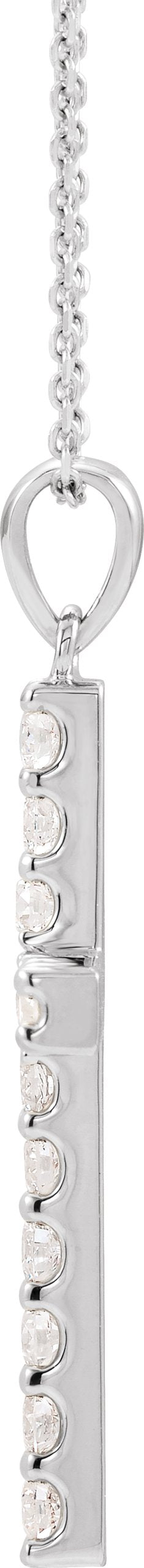 Platinum Round Natural Diamond Accented Cross Necklace or Pendant – 1/10 CTW - view 2