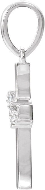 Platinum Round Natural Diamond Cluster Cross Necklace or Pendant - view 2