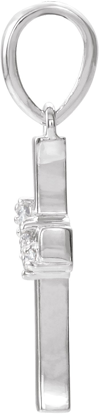 Platinum Round Natural Diamond Cluster Cross Necklace or Pendant - view 2