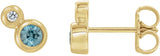 14K Gold Round Natural Blue Zircon Accented Bezel-Set Earrings – 3-5mm Stones - Yellow Gold