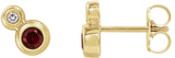 14K Gold Round Natural Mozambique Garnet Accented Bezel-Set Earrings – 3-5mm Stones - Yellow Gold