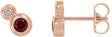 14K Gold Round Natural Mozambique Garnet Accented Bezel-Set Earrings – 3-5mm Stones - Rose Gold