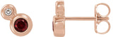 14K Gold Round Natural Mozambique Garnet Accented Bezel-Set Earrings – 3-5mm Stones - Rose Gold