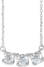 Platinum Round Natural Diamond Three-Stone Curved Bar Necklace