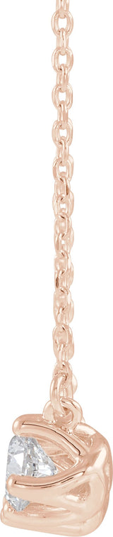 14K Gold Round Natural Diamond Three-Stone Curved Bar Necklace - Rose Gold - view 2