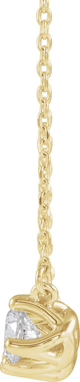 14K Gold Round Natural Diamond Three-Stone Curved Bar Necklace - Yellow Gold - view 2