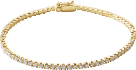 14K Gold Round Natural Diamond Line Bracelet – 1.9-2.9mm Stones - Yellow Gold