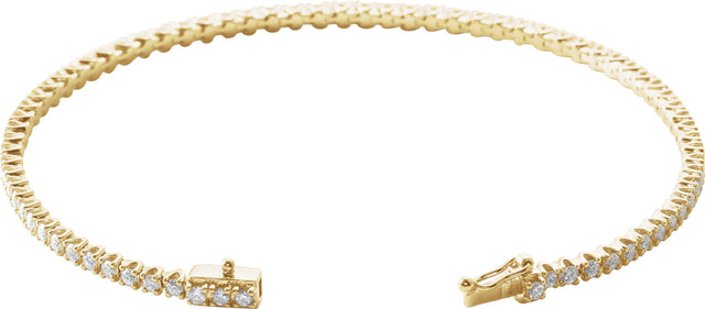 14K Gold Round Natural Diamond Line Bracelet – 1.9-2.9mm Stones - Yellow Gold - view 2