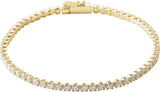 14K Gold Round Natural Diamond Line Bracelet – 1.9-2.9mm Stones - Yellow Gold