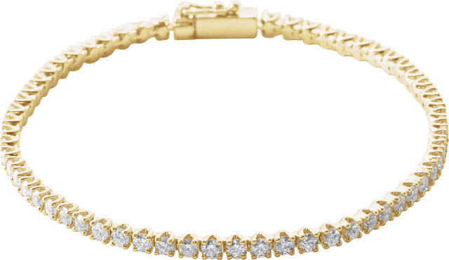 14K Gold Round Natural Diamond Line Bracelet – 1.9-2.9mm Stones - Yellow Gold