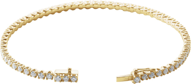 14K Gold Round Natural Diamond Line Bracelet – 1.9-2.9mm Stones - Yellow Gold - view 2
