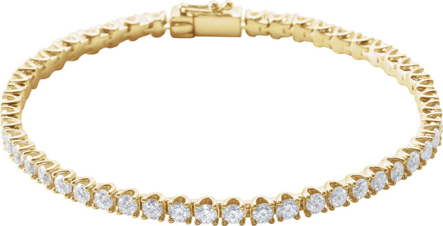 14K Gold Round Natural Diamond Line Bracelet – 1.9-2.9mm Stones - Yellow Gold