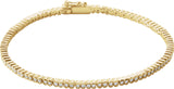 14K Gold Round Natural Diamond Bezel-Set Line Bracelet – 1.35-2.2mm Stones - Yellow Gold