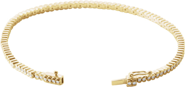 14K Gold Round Natural Diamond Bezel-Set Line Bracelet – 1.35-2.2mm Stones - Yellow Gold - view 2