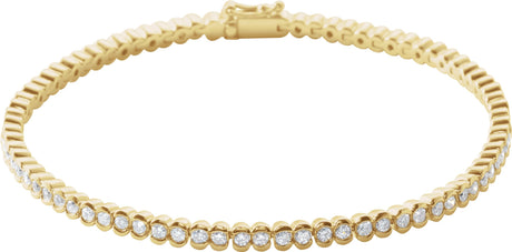 14K Gold Round Natural Diamond Bezel-Set Line Bracelet – 1.35-2.2mm Stones - Yellow Gold