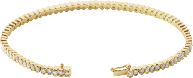 14K Gold Round Natural Diamond Bezel-Set Line Bracelet – 1.35-2.2mm Stones - Yellow Gold - view 2