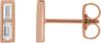 14K Gold Straight Baguette Natural Diamond Baguette Bezel-Set Bar Earrings - Rose Gold