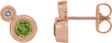 14K Gold Round Natural Peridot Accented Bezel-Set Earrings – 3-5mm Stones - Rose Gold
