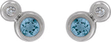 Platinum Round Natural Aquamarine Accented Bezel-Set Earrings – 3-5mm Stones - view 2