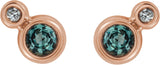 14K Gold Round Lab-Grown Alexandrite Accented Bezel-Set Earrings – 3-5mm Stones - Rose Gold - view 2