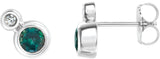Platinum Round Lab-Grown Alexandrite Accented Bezel-Set Earrings – 3-5mm Stones