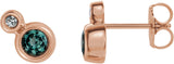14K Gold Round Lab-Grown Alexandrite Accented Bezel-Set Earrings – 3-5mm Stones - Rose Gold