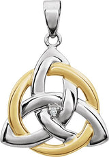 14K Gold Round Natural Diamond Celtic-Inspired Pendant