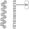 14K Gold Round Natural Diamond Bezel-Set Bar Earrings II - White Gold