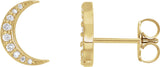 14K Gold Round Lab-Grown Diamond Crescent Moon Earrings - Yellow Gold