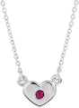 14K Gold Round Lab-Grown Ruby Heart Necklace - White Gold