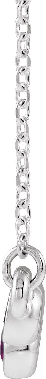 Platinum Round Natural Pink Sapphire Bezel-Set Bar Necklace - view 2