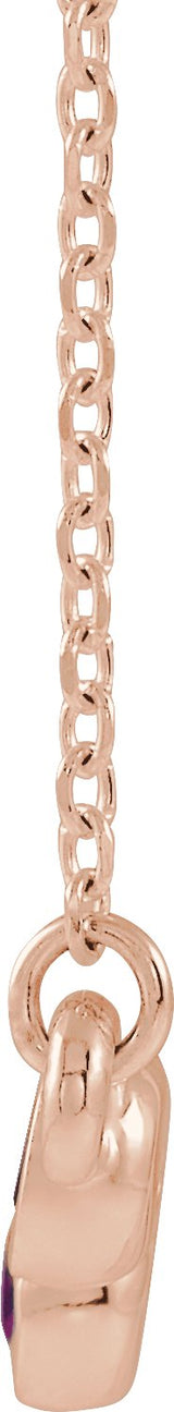 14K Gold Round Natural Pink Tourmaline Bezel-Set Bar Necklace - Rose Gold - view 2