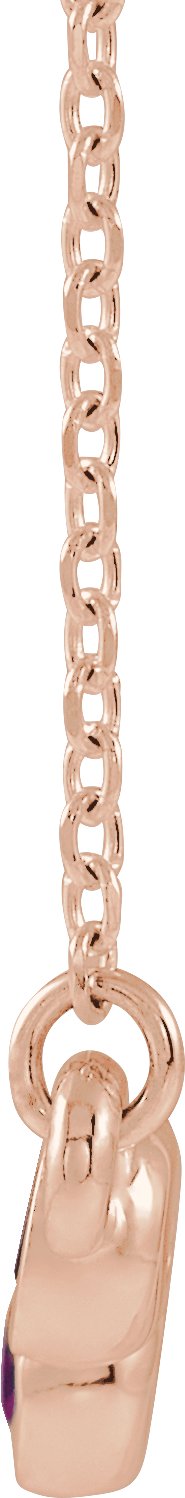 14K Gold Round Natural Pink Tourmaline Bezel-Set Bar Necklace - Rose Gold - view 2